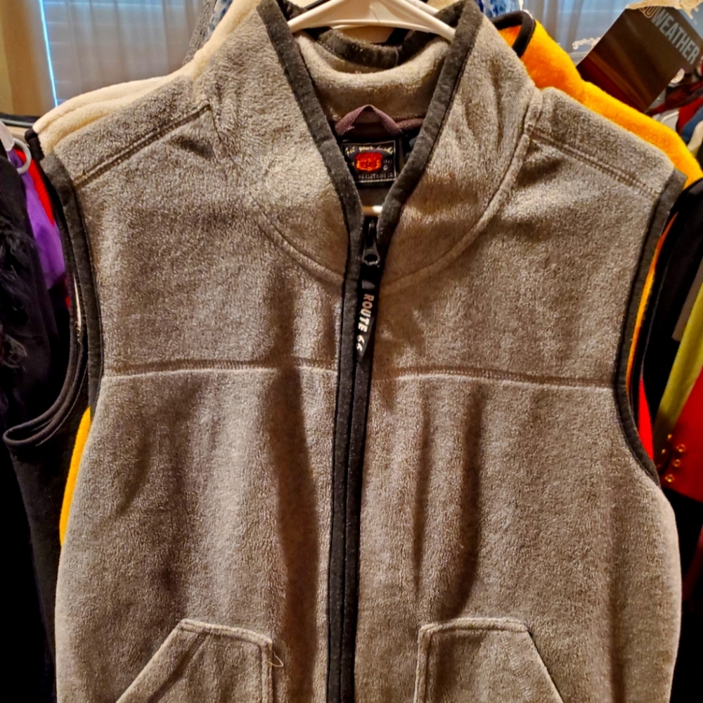 Route 66 Gray Fleece Vest | XL